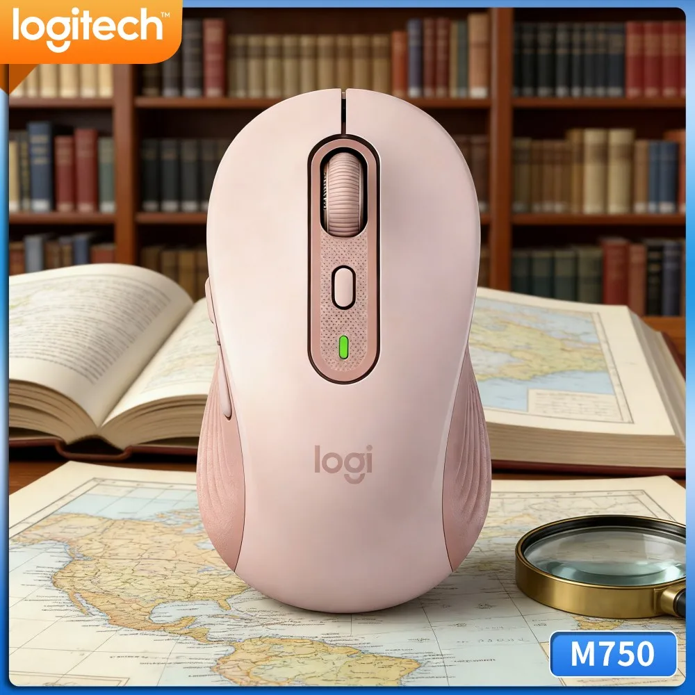 Ergonomic M750 Signature Mouse - 90% Noise Reduction, 4000 DPI, 3-Device Sync, 20-Month Battery, Rubber Grips, Study Essential