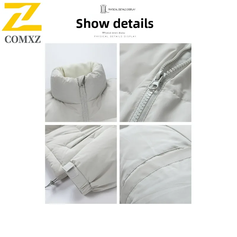 COMXZ Men Puffer Jacket 2025 Trendy Travel Ski Lightweight Loose Street Padded Jacket Cold-Resistant Snow Cotton-Padded Jacket