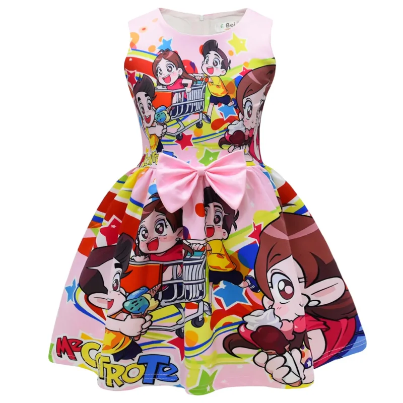 Me Contro Too Baby Girls Giselle Cosplay Princess Dress Summer Clothes Kids Birthday Christmas Party Costume Bow Sundress