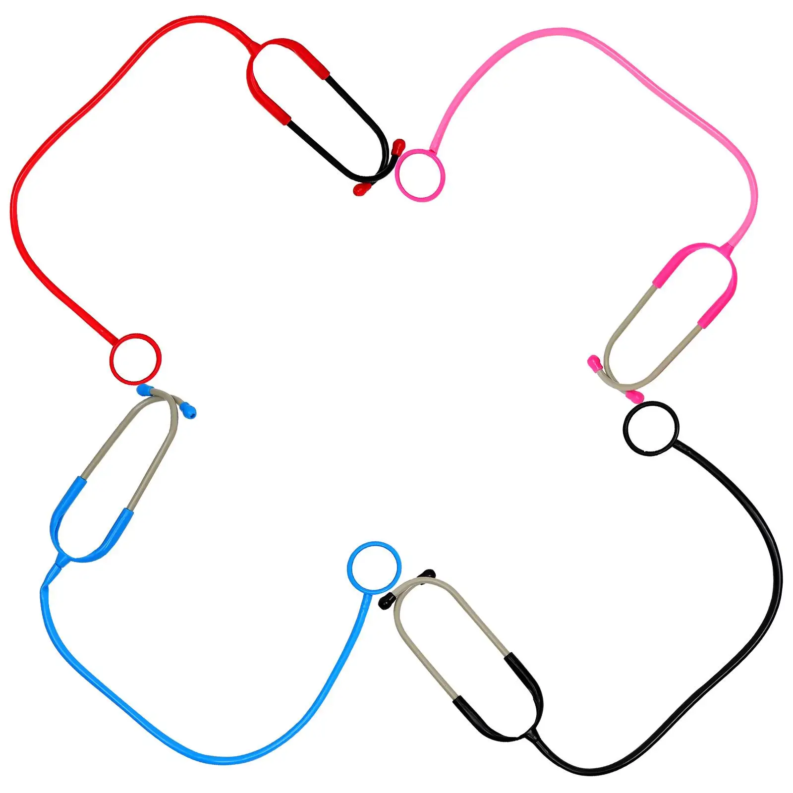 

4 Pcs Stethoscope Props Kids Toy Realistic Design Role Play Nurse Doctor Game Teaching Aid Toddler Fun Mixed Color Halloween