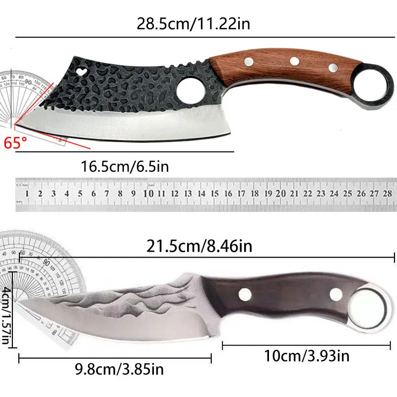 Hand forged meat cleaver, cutting knife, sharp kitchen chef knife for cutting meat, grilling, cooking