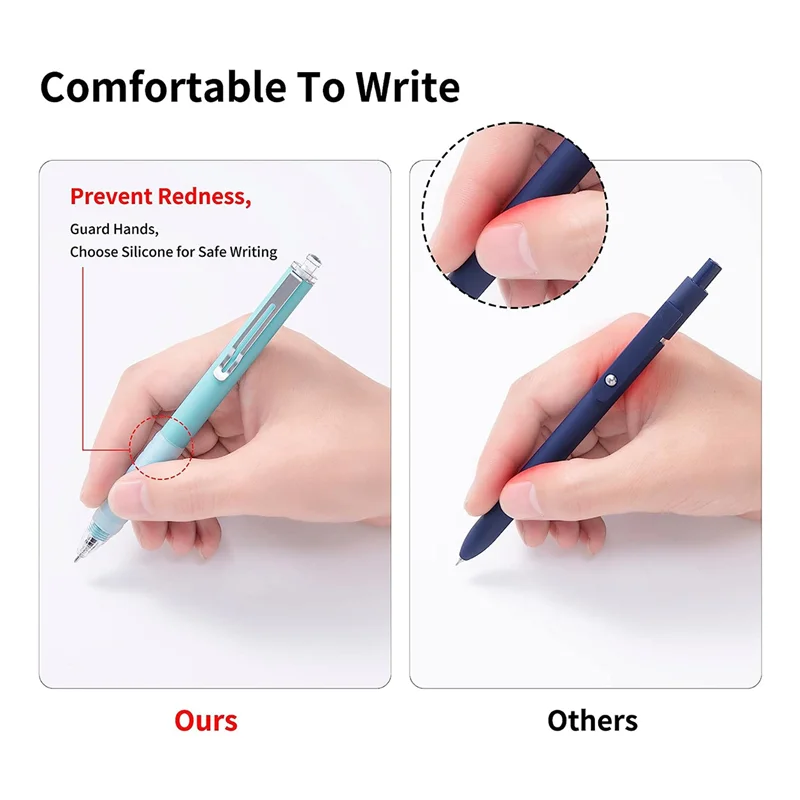 Шариковые ручки 6 шт. ручка-0,5 мм черные шариковые ручки с мягкой ручкой, серебряный зажим и черные чернила для письма