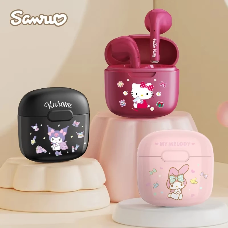 Sanurgente-Écouteurs sans fil Bluetooth My Melody, écouteurs mignons, son stéréo HIFI, casque Hello Kitty, pompon Purin Melody, BL22B