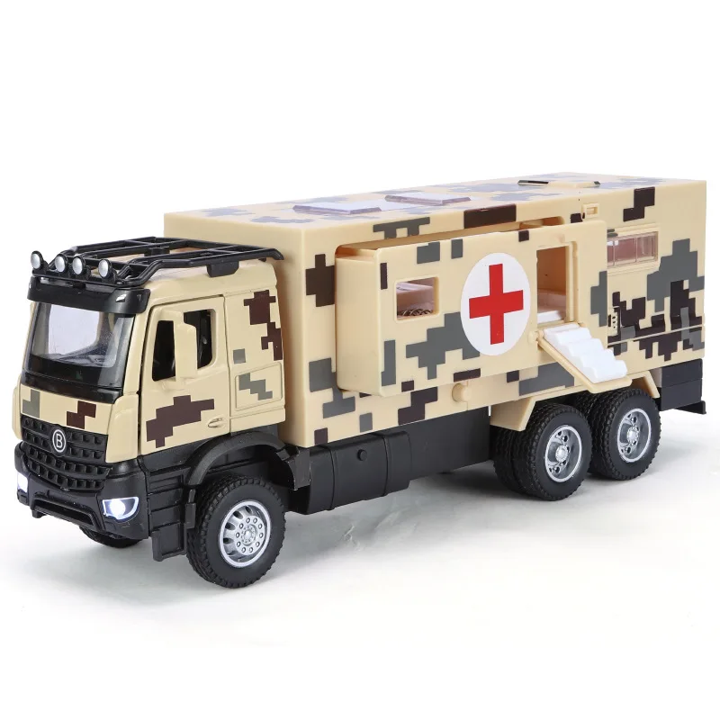 1/32 Military Medical Toy Car Models Alloy Diecast All Car Doors Can Be Opened With Sound Light Truck Vehicles For Boys Gifts