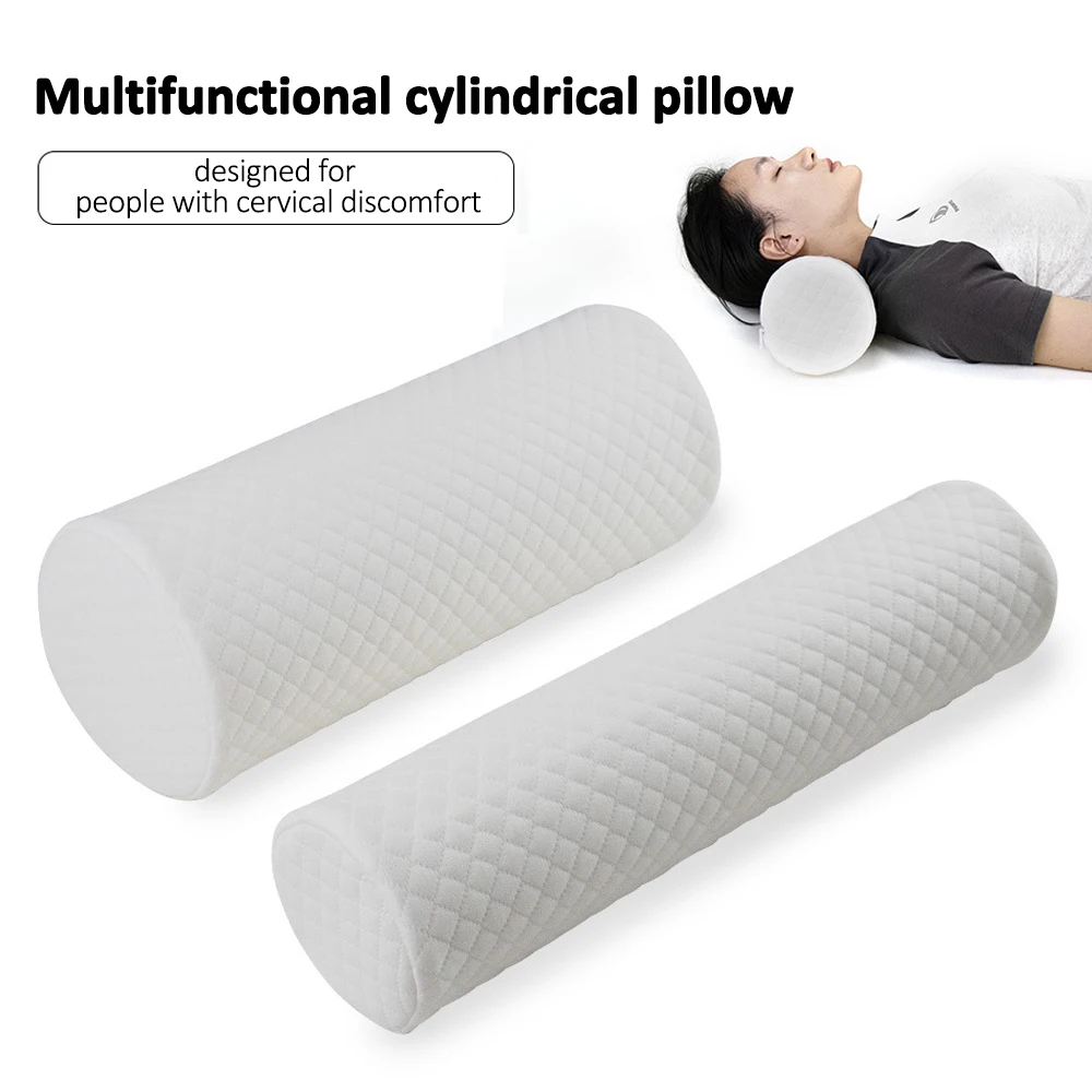 

Cervical Neck Roll Memory Foam Pillow Cylinder Round Bolster Pillow for Neck Pain Relief Sleeping Round Neck Support Pillow