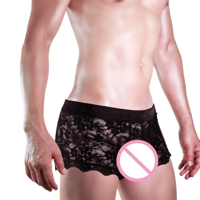 

Мужские кружевные боксеры с цветочным принтом, нижнее белье Sissy, сексуальное сетчатое прозрачное нижнее белье с низкой посадкой для мужчин, трусы с кружевной завязкой на спине, плавки