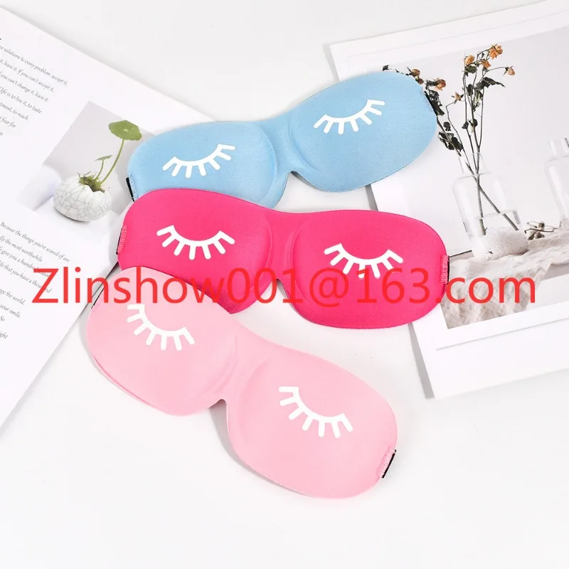 Silk Pink Light Weight Soft Memory Lash Face Sleep Eye Mask with Logo 3D Eyelash Extensions Masks