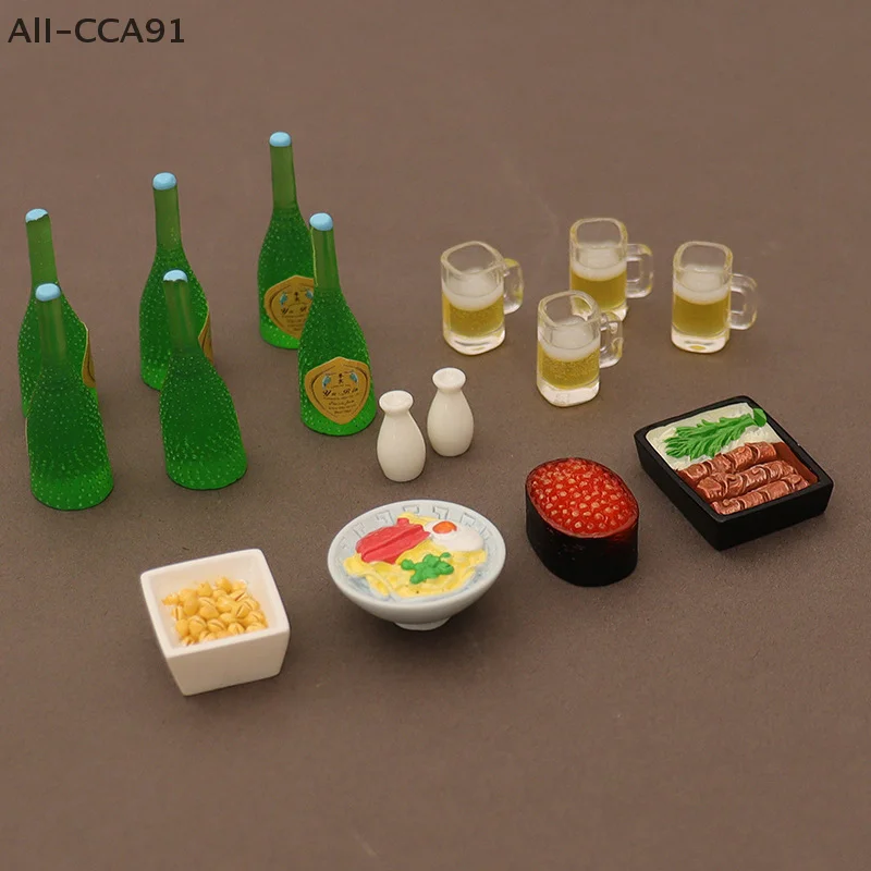 

7Pcs/Set 1:12 Dollhouse Miniature Accessories Simulation Egg Food Toy Beer Cup Set Dollhouse Kitchen Decoration Toy for Children