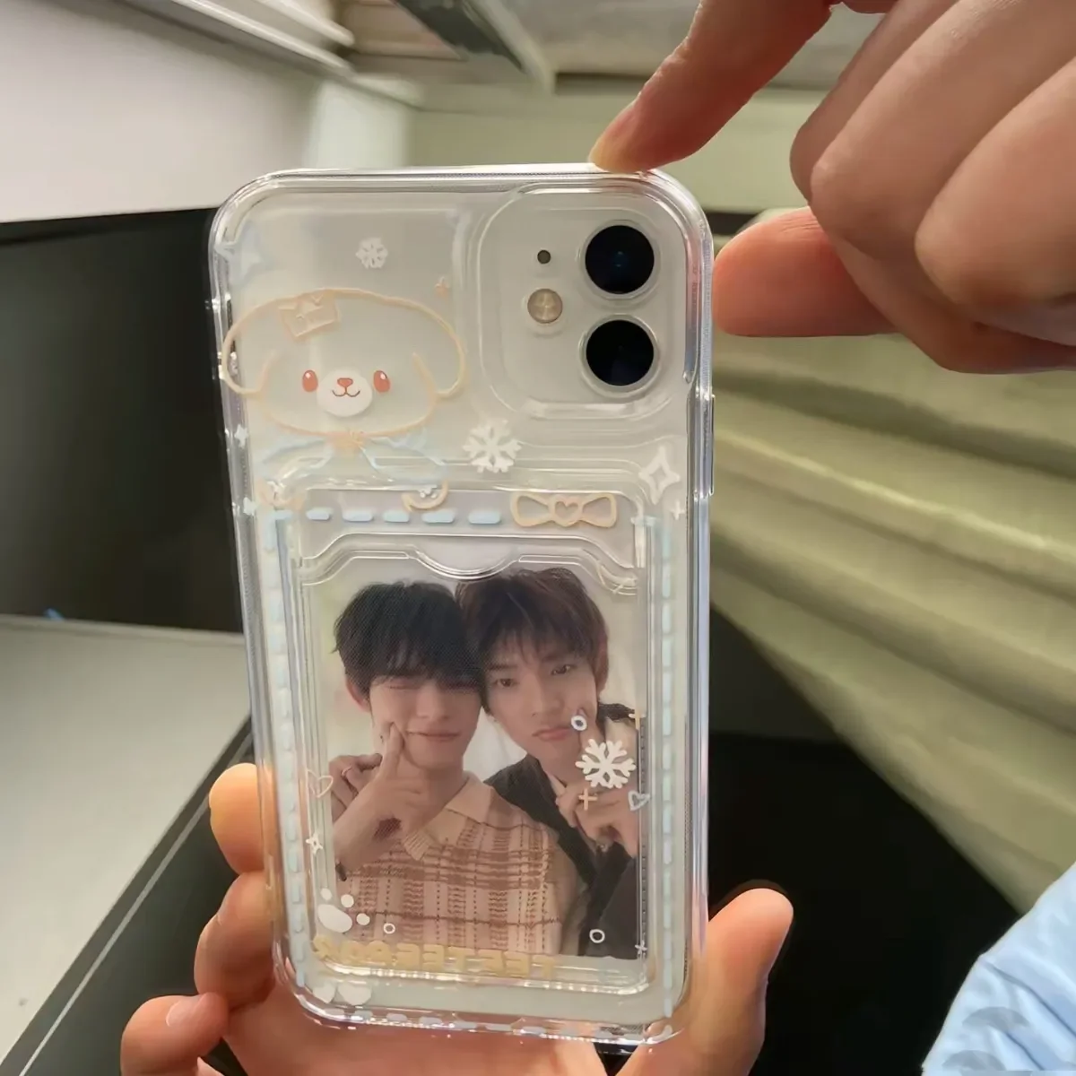 Cute Line Bear Kawaii Phone Case For iPhone 18 17 16 15 14 13 12 11 Pro Max 7 8 Plus XR XS 17air Y2K Insert Card Into Slot Cover