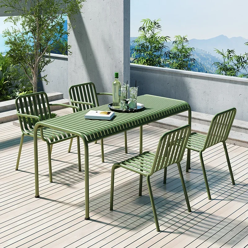 Leisure Garden Chairs Patio Outdoor Metal Table And Chairs Set Villa Courtyard Restaurant No Rust Dining Table And Chairs set