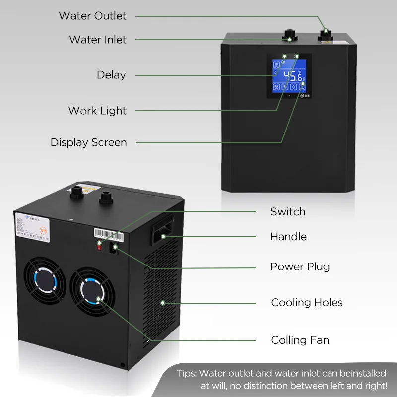 Chłodziarka do akwarium LG-CY300P do hydroponiki, do użytku domowego, dla aksolotli, ryb, koralików, krewetek, 110V 220V z pompą i rurą