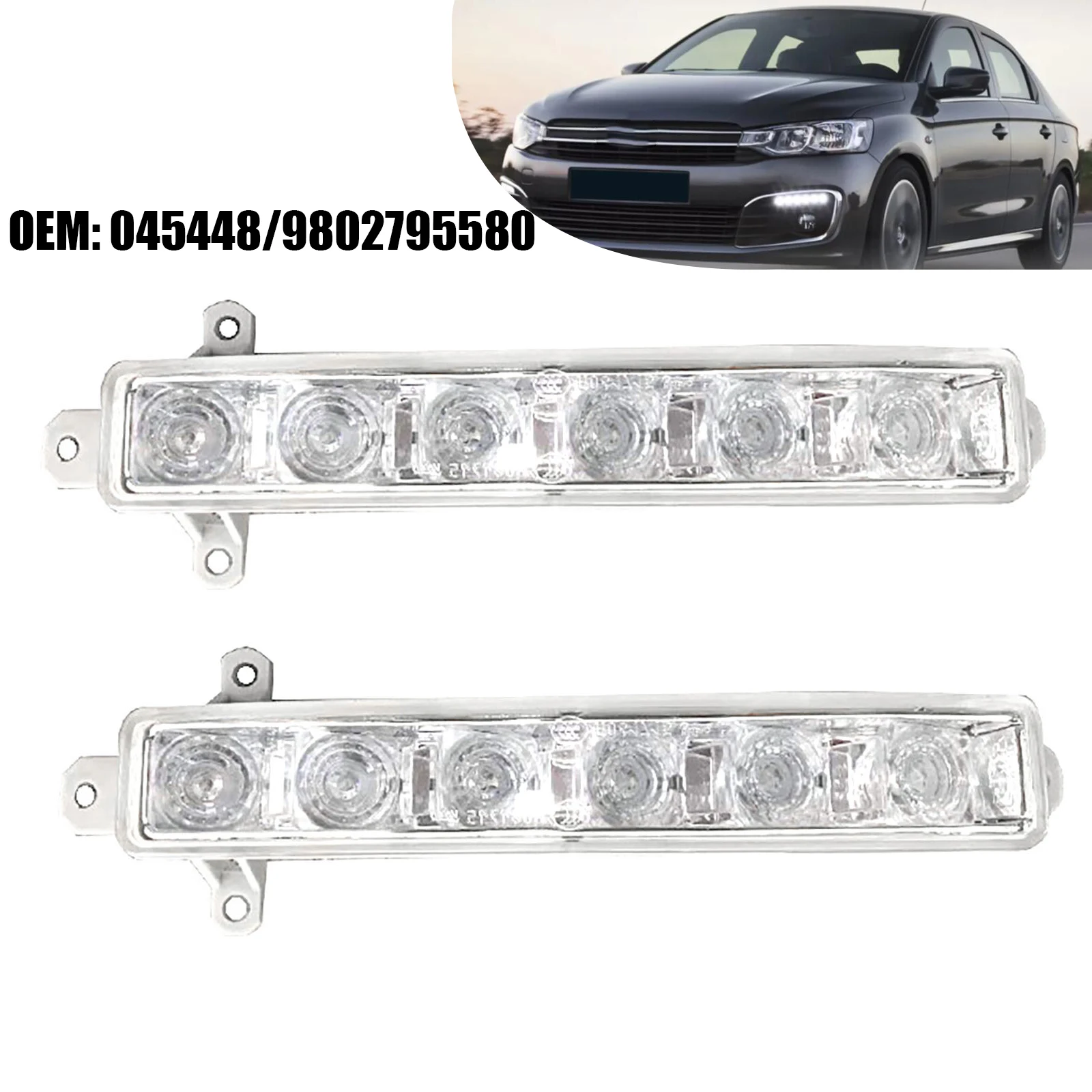 Car Front Bumper Fog Lights Daytime Running Lights for Citroen C1 C3 Berlingo C-Elysee for Peugeot 308 2013-2020 9802795580