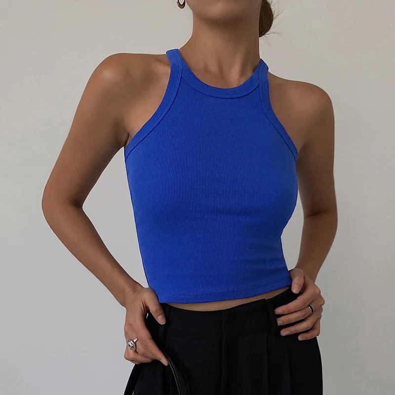 Women's Casual Ribbed Crop Tank Top