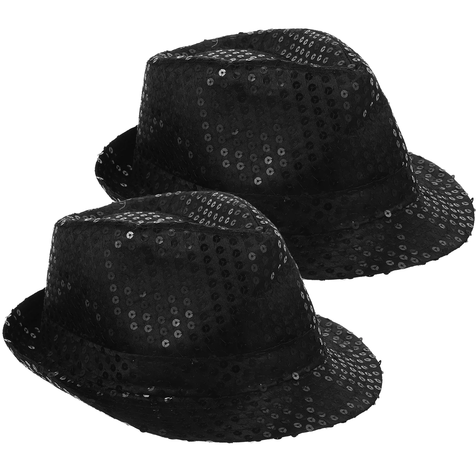 

2 PCS Sequin Cap Black Men Bonnet Apparel Sequins Dress up Hats Costume for Adults Fedora Aldult