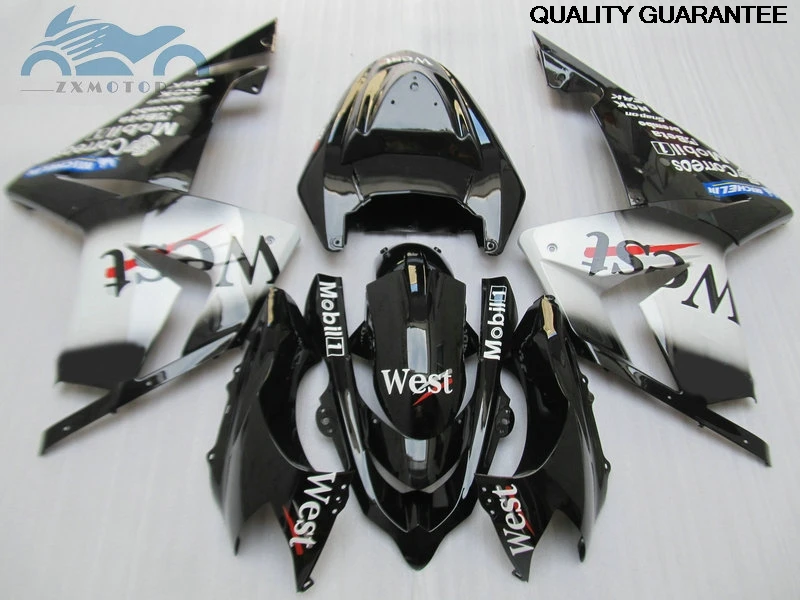 

All Fitment Motorcycle fairing kits for Kawasaki Ninja ZX-10R 2004 2005 sports racing body fairings kit 04 05 ZX10R black WEST