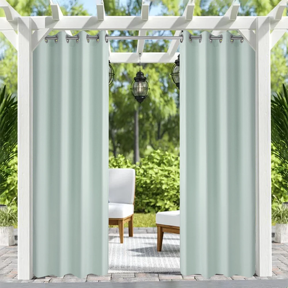 Greyish White Grommets Privacy Curtain Panel for Patio Porch Gazebo Cabana, 50