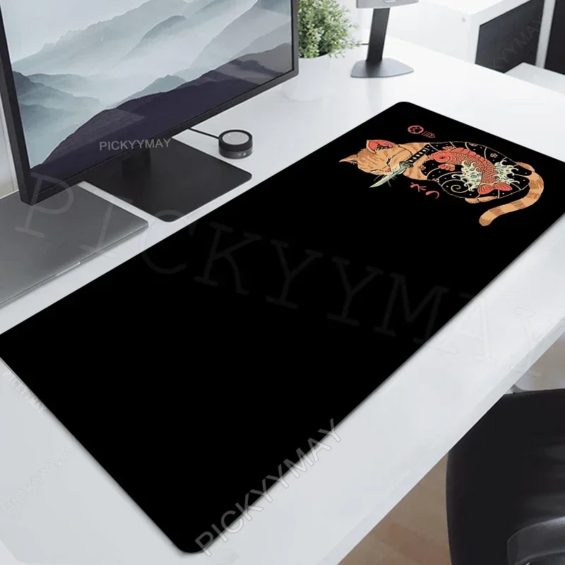 كبير الألعاب ماوس الوسادة السوداء ماوس الوسادة ألعاب الكمبيوتر ماوس الوسادة القط ماوس حصيرة 90x40 سنتيمتر منصات مكتب للكمبيوتر لوحة المفاتيح الحصير الجدول البساط #4
