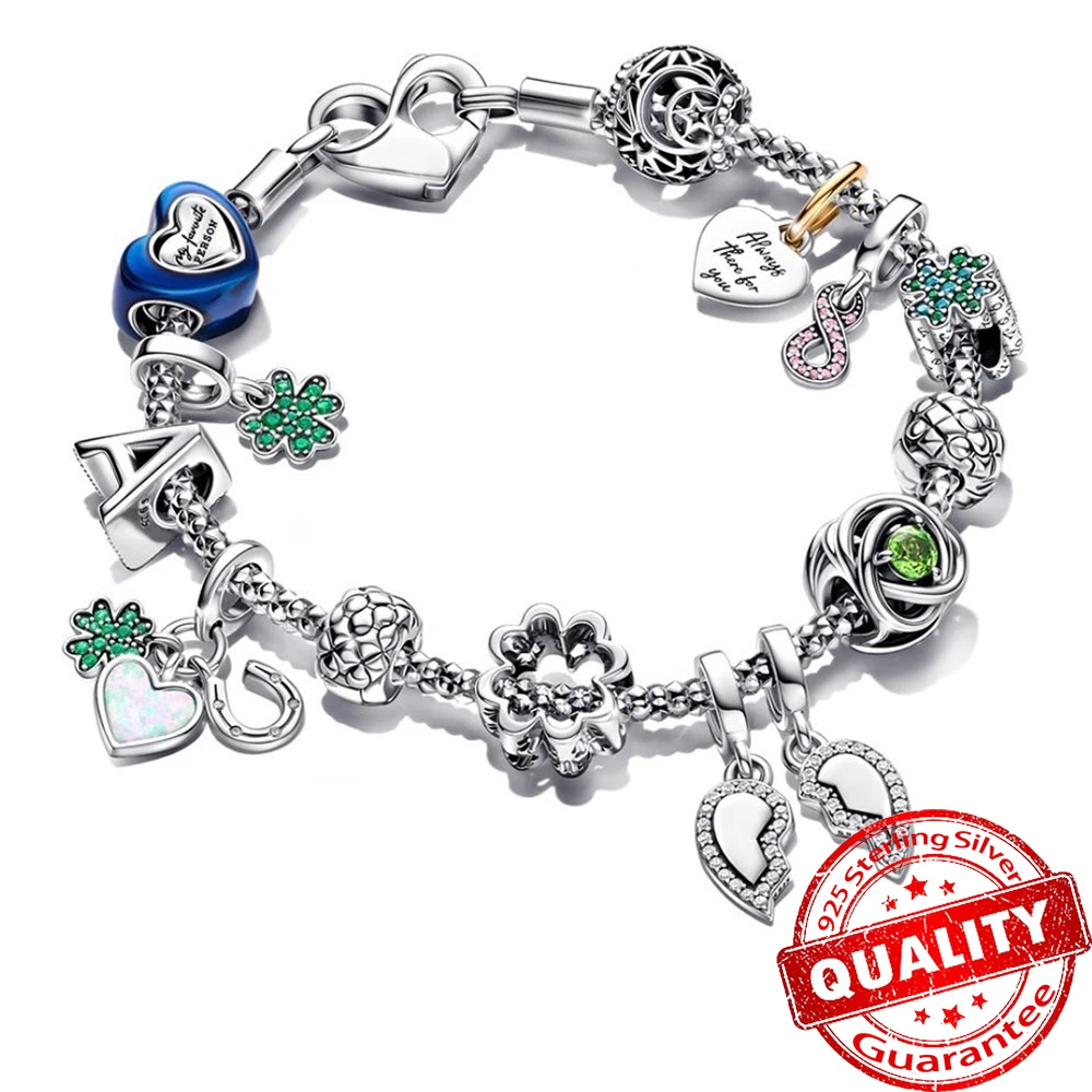 Green Series 925 Sterling Silver Climbing Frog & Glow-in-the-dark Deer & Monstera Leaves Dangle Charm Fits Pandora Bracelet Bead