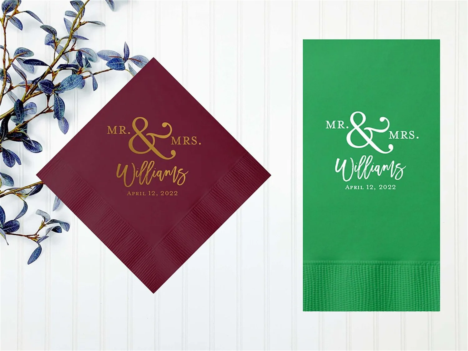 50 PCS Personalized Wedding Napkins Custom Monogram Beverage Cocktail Cake Dessert Appetizers Bar Custom Printed Napkin Luncheon