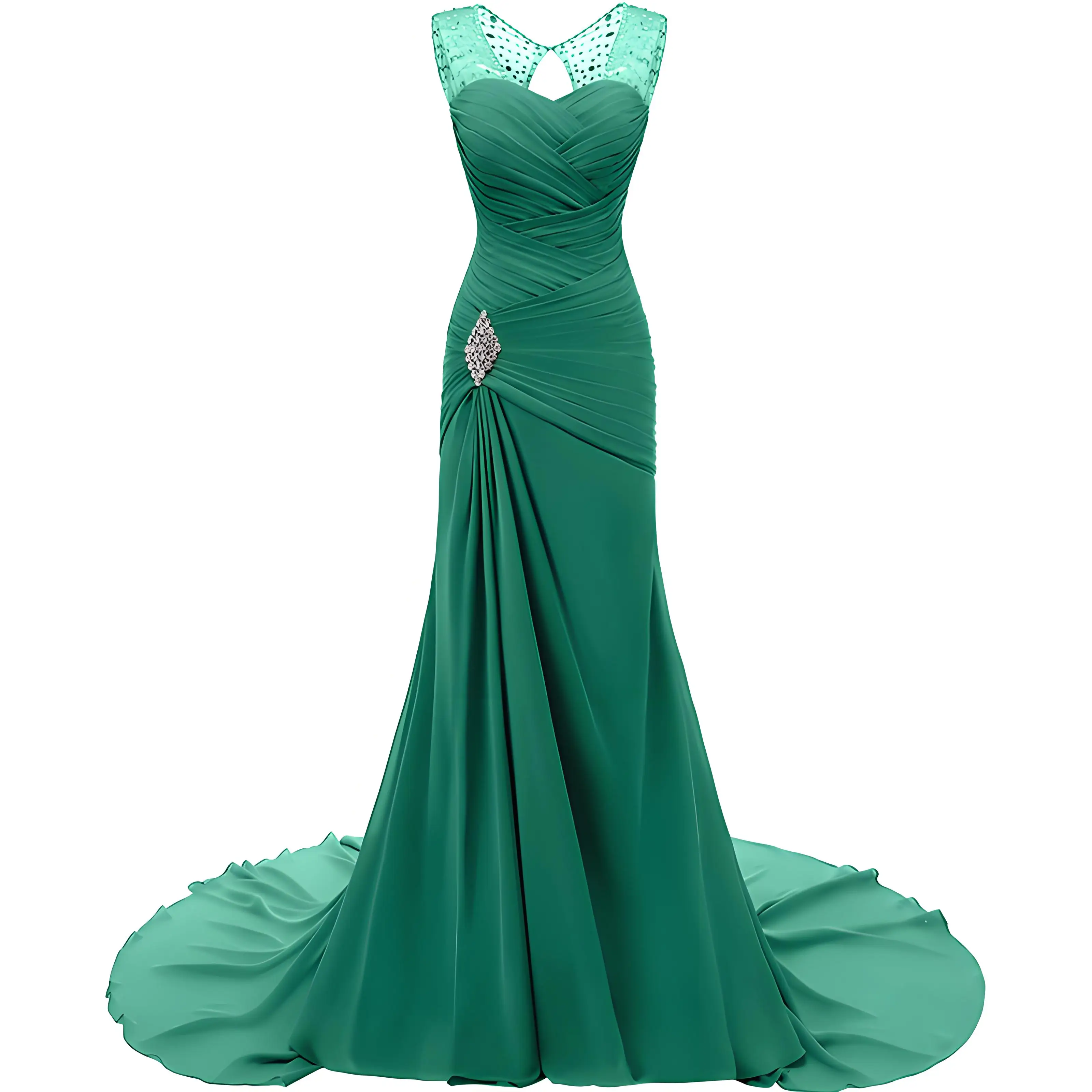 

Elegant Sexy Mermaid Chiffon Formal Dresses Sleeveless Luxury Women's Floor Length Long Evening Gown Prom Party Dress