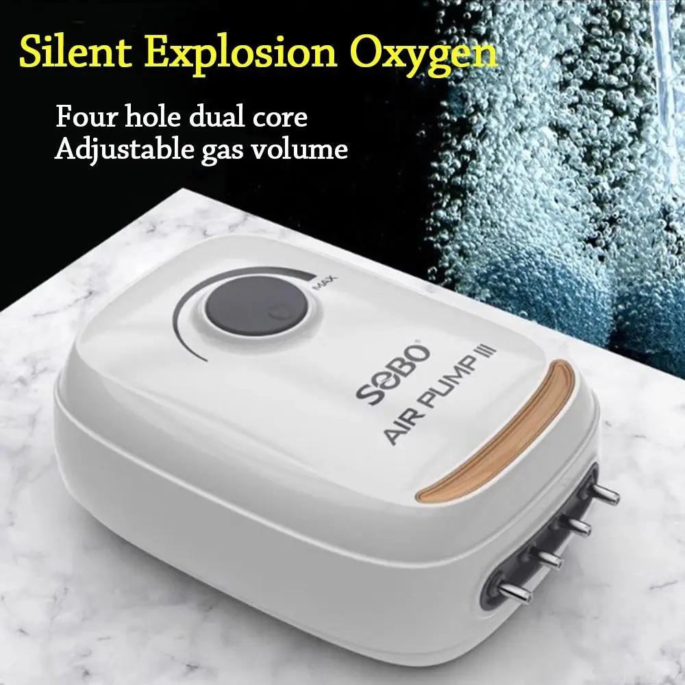 Ultra Silent Aquarium Air Pump Silent Operation Adjustable Automatic Mute Aerator Pump 4W/6W/10W High Power