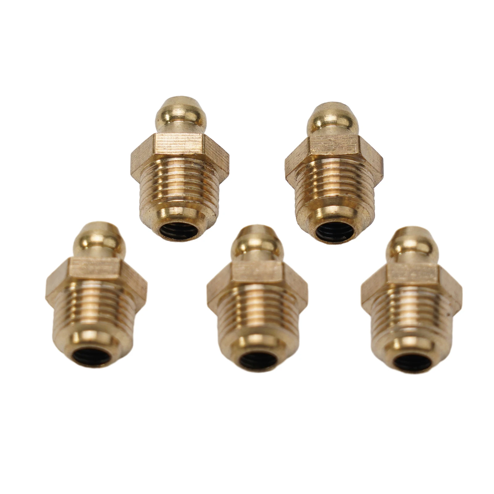 5Pcs Brass Straight Hydraulic Grease Fitting M10x1mm Thread Oil Lubrication Nipple For Industrial Machinery Bearing Maintenance