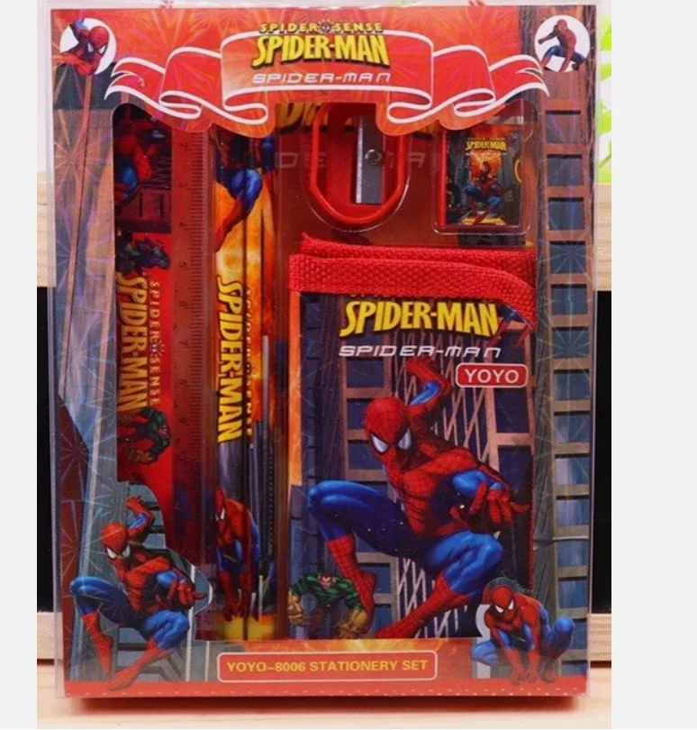 أنيمي المنتقمون سبايدرمان الأطفال المحفظة ممحاة قلم رصاص الاطفال القرطاسية مجموعة طالب الفتيات الفتيان أكياس عيد ميلاد هدية عيد الميلاد