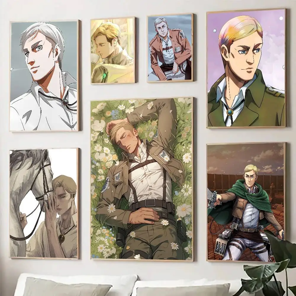 Erwin Smith Anime Posters Living Room Bar Cafe Quality Canvas Vintage Style Comics Painting Art Home Wall Decor Picture