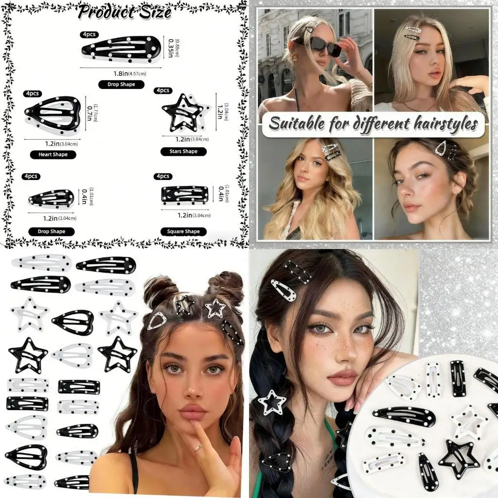 

Женская заколка для волос в горошек, заколка для волос, трендовая боковая заколка 2000-х годов, модная элегантная милая звезда,