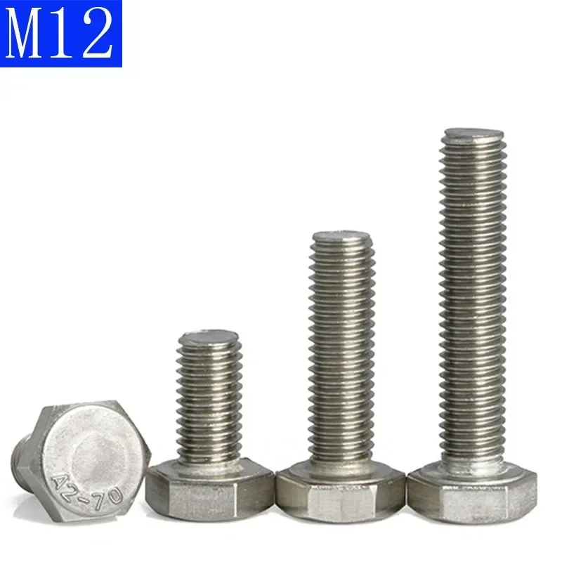 M12 - 1.75  (12mm)  304 Stainless Steel Metric Full Thread Hexagon Head Bolts Screws A2 - 70 DIN 933