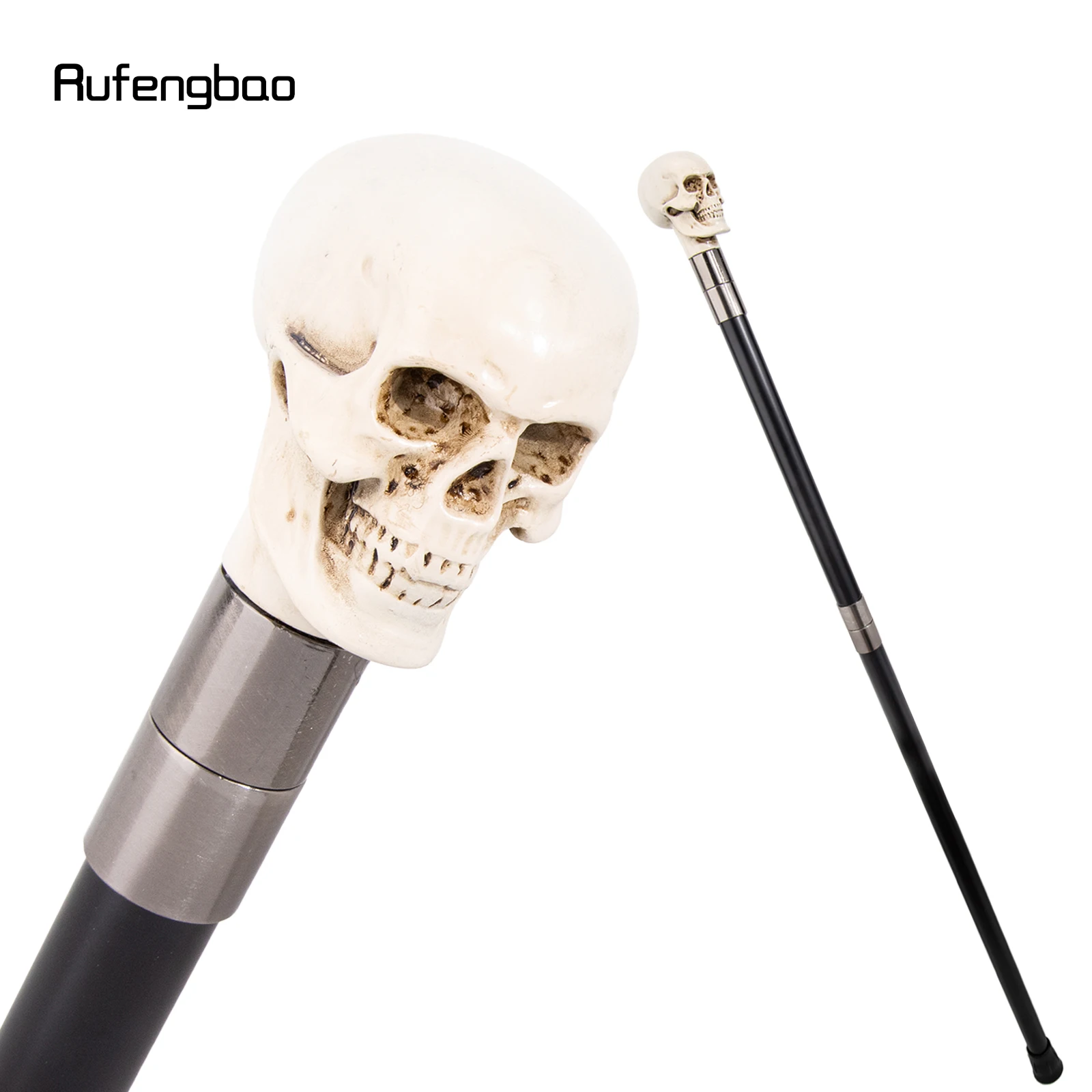 White Resin Skull Walking Cane Fashion Decorative Stick Elegant Cosplay Cane Knob Crosier 94cm  Performance Stage Cane