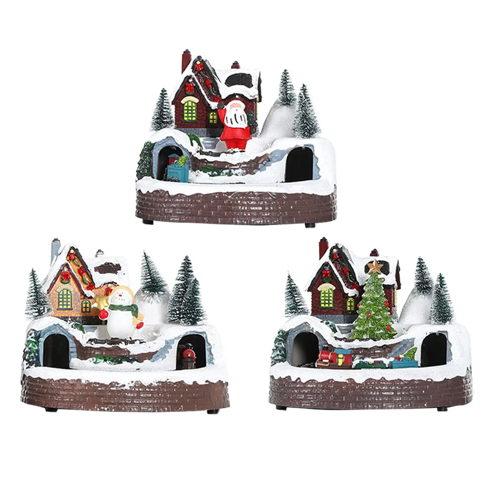 Lighted Christmas House Figurine Christmas Decoration for Festival Desk Home