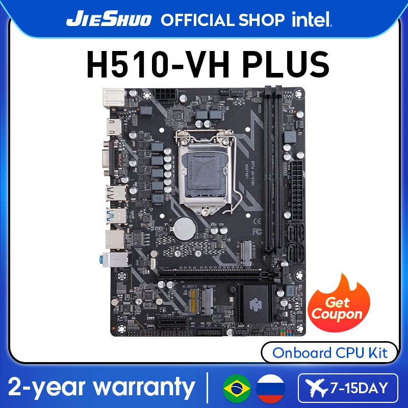 

Материнская плата JIESHUO H510 VH PLUS для компьютера, 7-фазный источник питания, поддержка процессора платформы LGA1200 (поддержка максимальной памяти 64 ГБ)