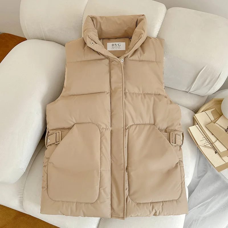 

Loose Korean Version Women Cotton Vest Autumn Winter Down Cotton Sleeveless Puffer Vest Jacket Temperament Ladies Waistcoat Coat