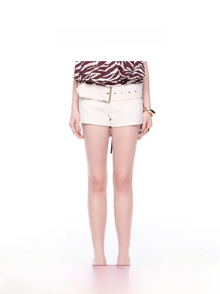 

Летние брюки Tianwei: новые, стройнящие, с металлическим широким поясом, суперудобные, женские, повседневные, с высокой талией, прямые, из смесового хлопка