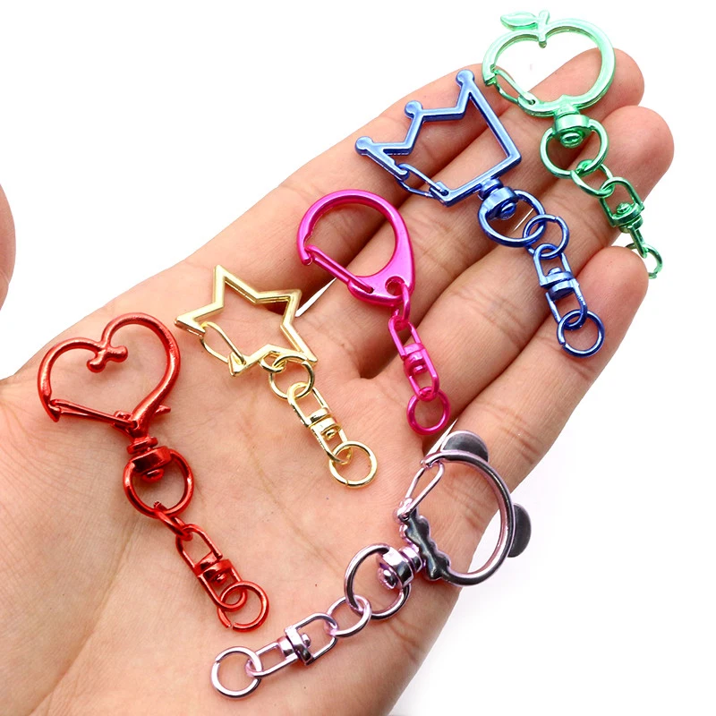 5pcs Random Mix Heart Star Shape Snap Hook Trigger Clips Buckles For Keychain Lobster Clasp Hooks DIY Jewelry Making Accessories