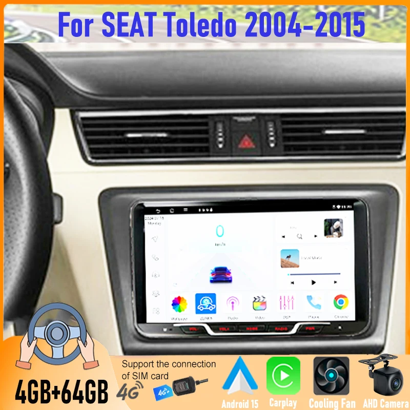 Android Car Radio For SEAT Toledo 2004-2015 6+128GB Wireless CarPlay Android Auto Touch Screen GPS Navigation Multimedia Player