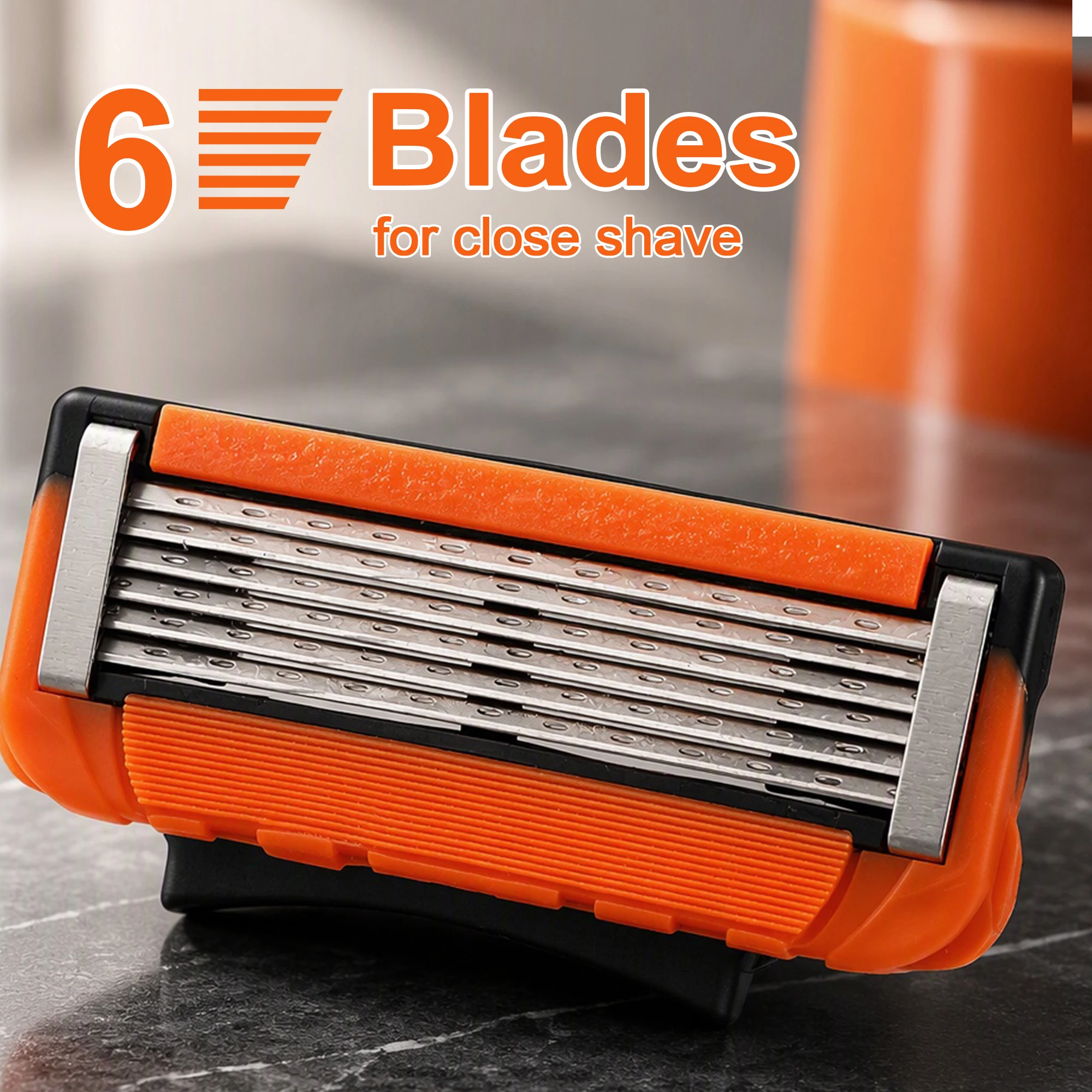 6-Blade Razor Refills for Men, 16-Pack Replacement Blades for Face, Body, and Manscaping, Fits Most Manual Razors