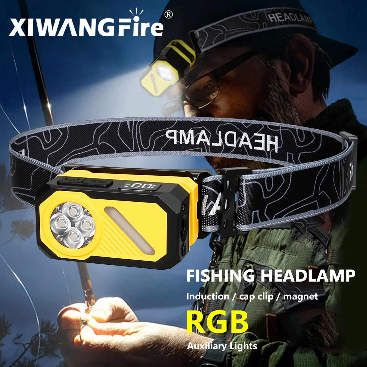 

Mini Rechargeable Headlamps With Magnet/Clip/Power Display Pocket Portable Induction Headlight For Fishing Camping Outdoor