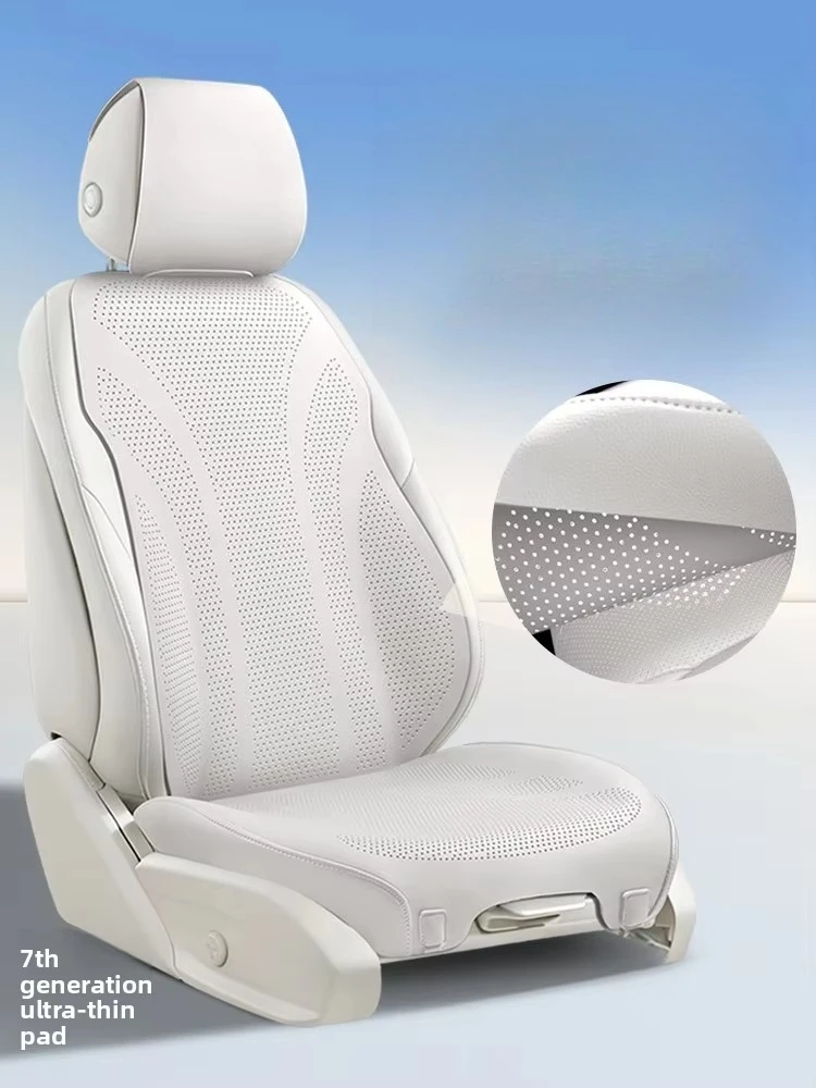 Perforated Nappa Leather Universal Car Seat Full Cover Breathable Luxury SUV Sedan Protection Car Seat Full Cover
