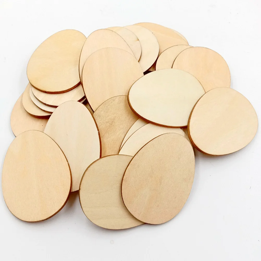 

50Pcs 60mm Unfinished Lime Wood Egg Shape Wooden Crafts DIY Projects Christmas Ornaments Nursery Tags Decoration