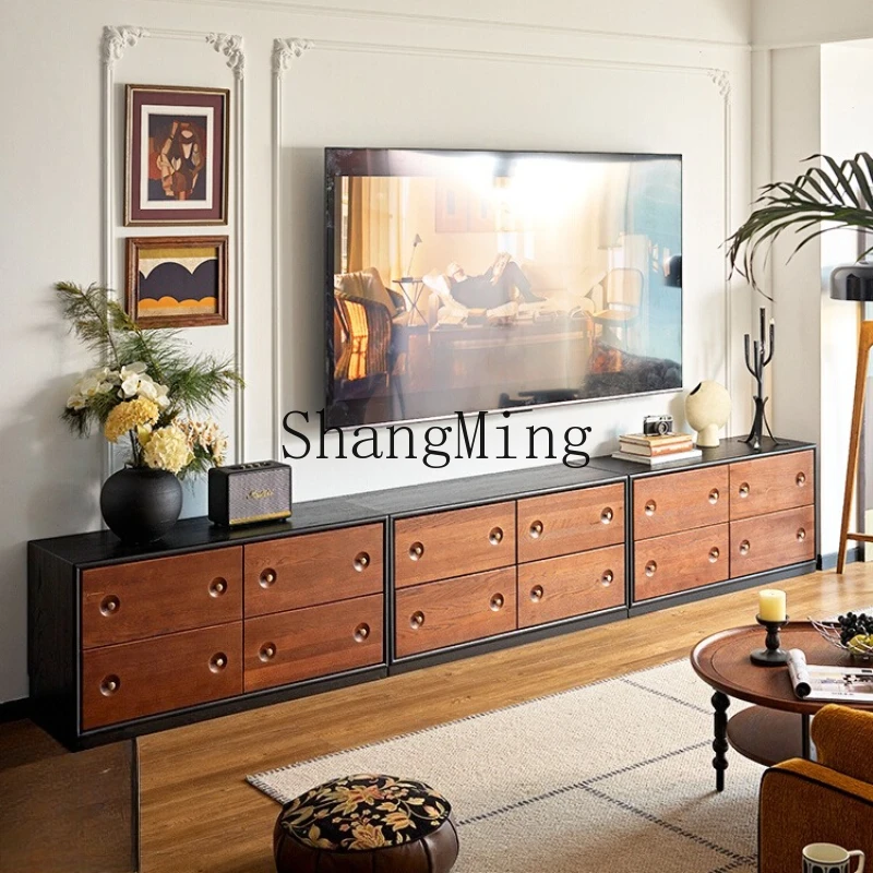 

DHY medieval floor-to-ceiling TV cabinet combination wall multi-function side cabinet card door cabinet