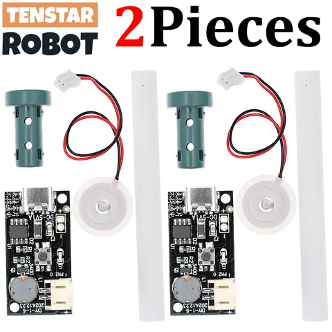 TENSTAR 2pcs Mini Humidifier DIY Kits TYPE-C USB DC5V Mist Maker and Driver Circuit Board Fogger Atomization Film Atomizer Sheet