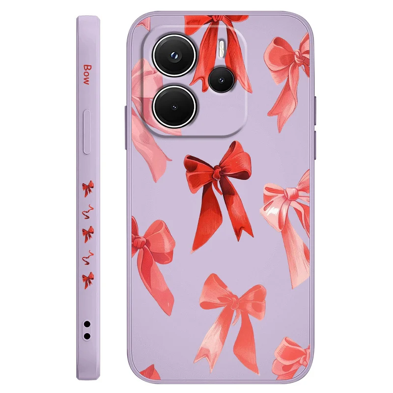 

Elegant Bow Phone Case For Xiaomi Redmi Note 14 13 12 12S 11 11S 10 10S 9 9S 14C Pro Plus 4G 5G Liquid Silicone Cover
