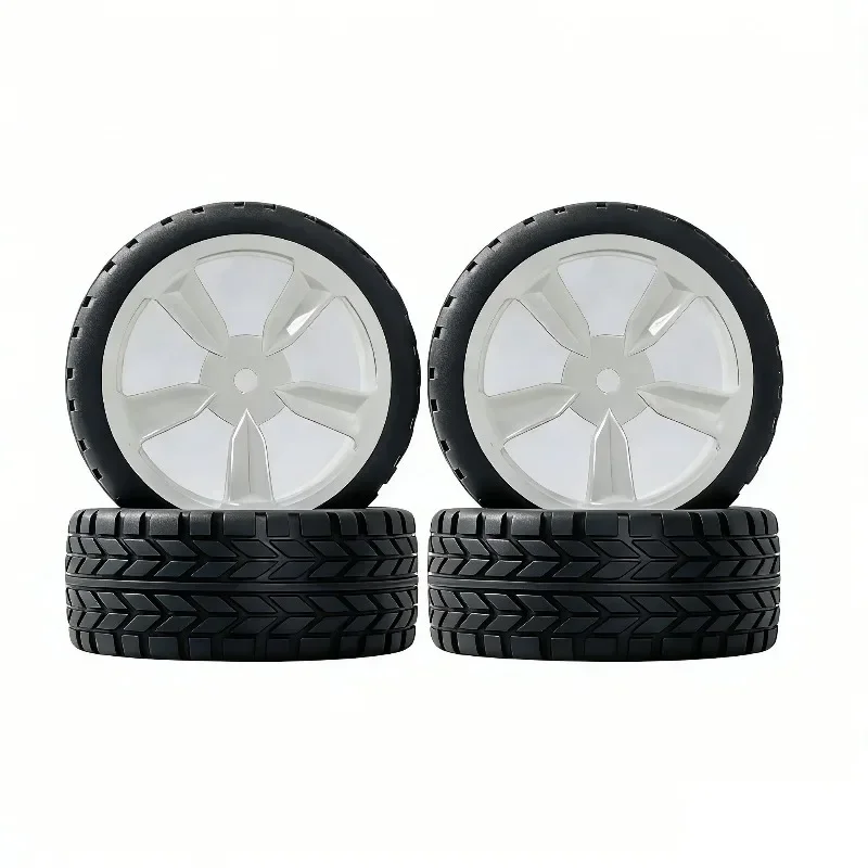 4pcs 68mm Plastic Wheel Rim Hub and Rubber Tire For 1/10 On Road Drift Rally RC Car TT02 TT01 XV01 XV02 HSP94123 MJX10303 10304