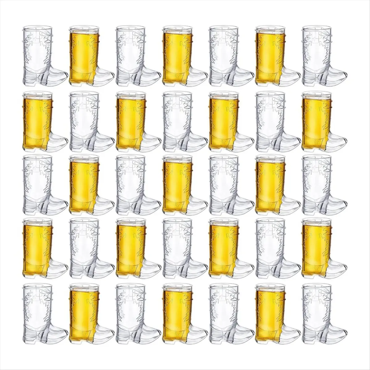 2026 Trend 36 Pieces 1 OZ Clear Cowboy Glasses Mini Cowboy Boot Shot Glasses Plastic Western Cowboy Glasses Transparent