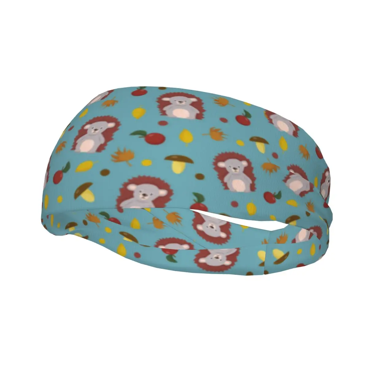 Sports Headband Cute Hedgehog With Botanical Elements Running Fitness Sweatband Absorbent Cycling Jog Hair Bandage