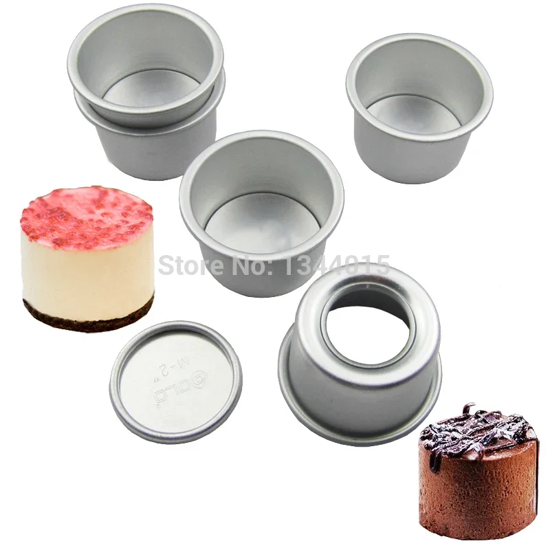 5pcs/lot 2inch(Dia 6cm) Aluminum Cake Pan Removable Bottom Pudding Mold DIY Baking Tools