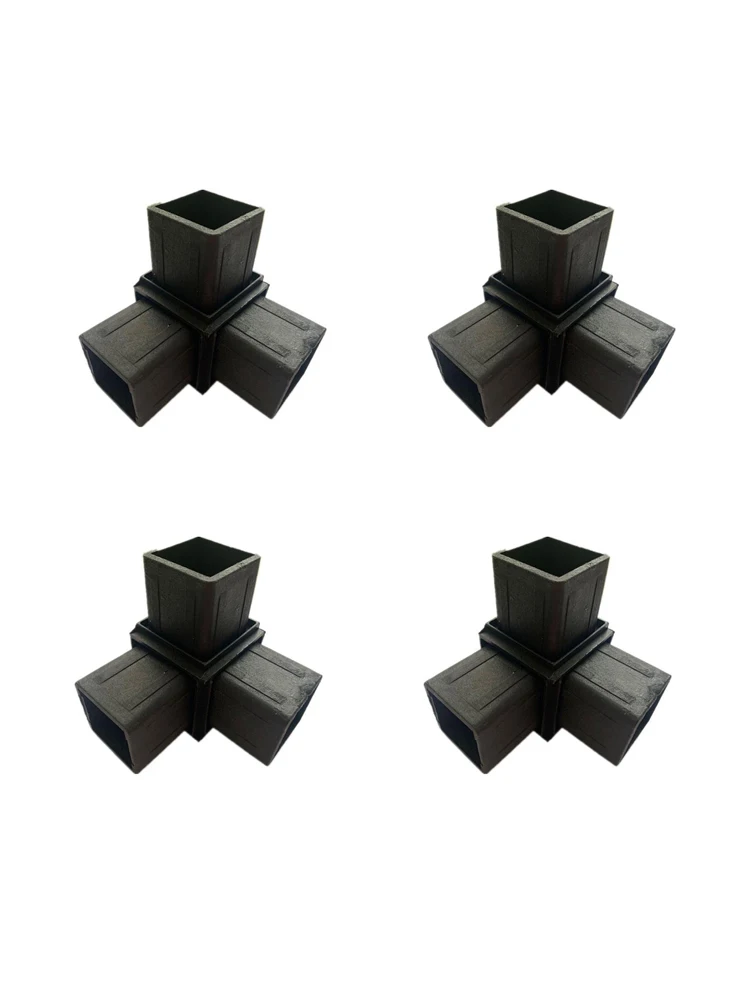 

4PCS 50X50 Square Tube Three-way Connector Plastic Tube Stainless Steel Alloy Square Cargo Connection Guardrail Accessories