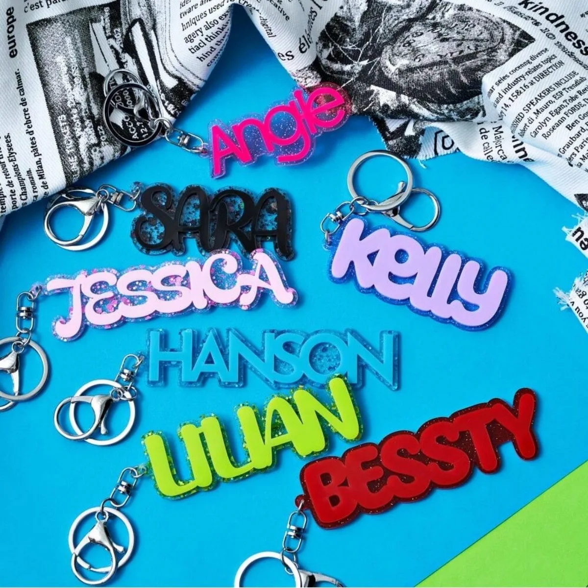 

KADRUFI Colorful Acrylic Customized 3D Name DIY Keychain Personalized Surname Nameplate Funny Backpack Diaper Bag Keyring Gift